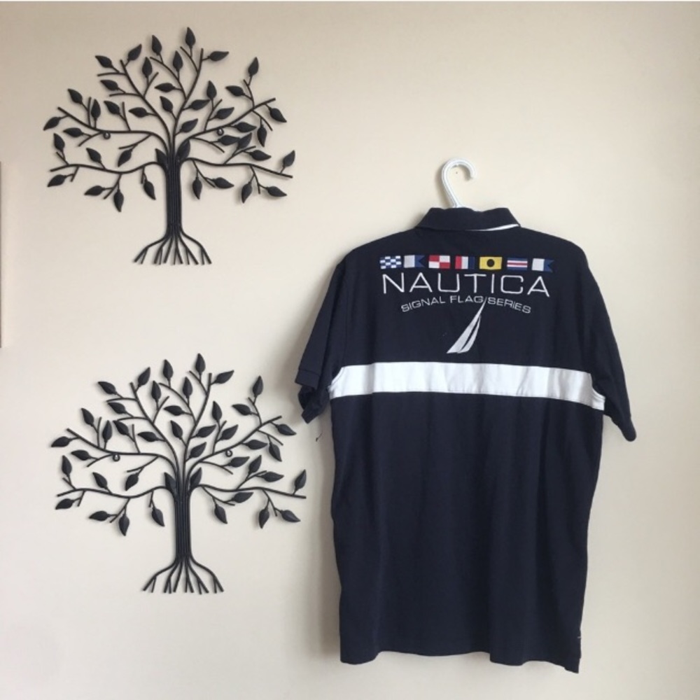 Nautica Flag Series Mens Polo Patch Logo Rare